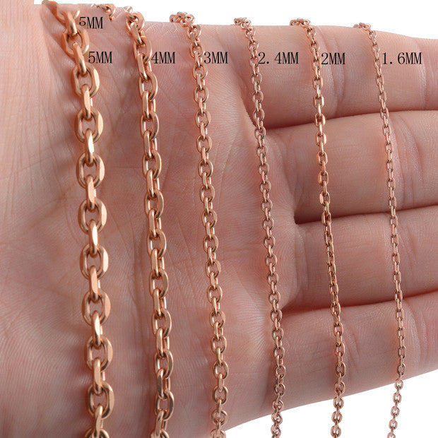 Supply European And American Simple Stainless Steel Angle Chain, Keel With Chain, Stainless Steel Rose Gold Necklace, Pendant