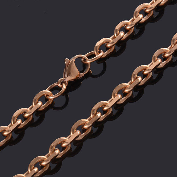 Supply European And American Simple Stainless Steel Angle Chain, Keel With Chain, Stainless Steel Rose Gold Necklace, Pendant