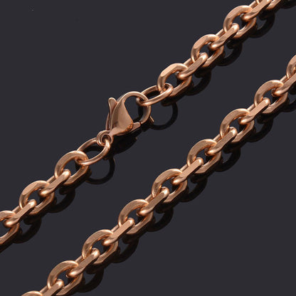Supply European And American Simple Stainless Steel Angle Chain, Keel With Chain, Stainless Steel Rose Gold Necklace, Pendant