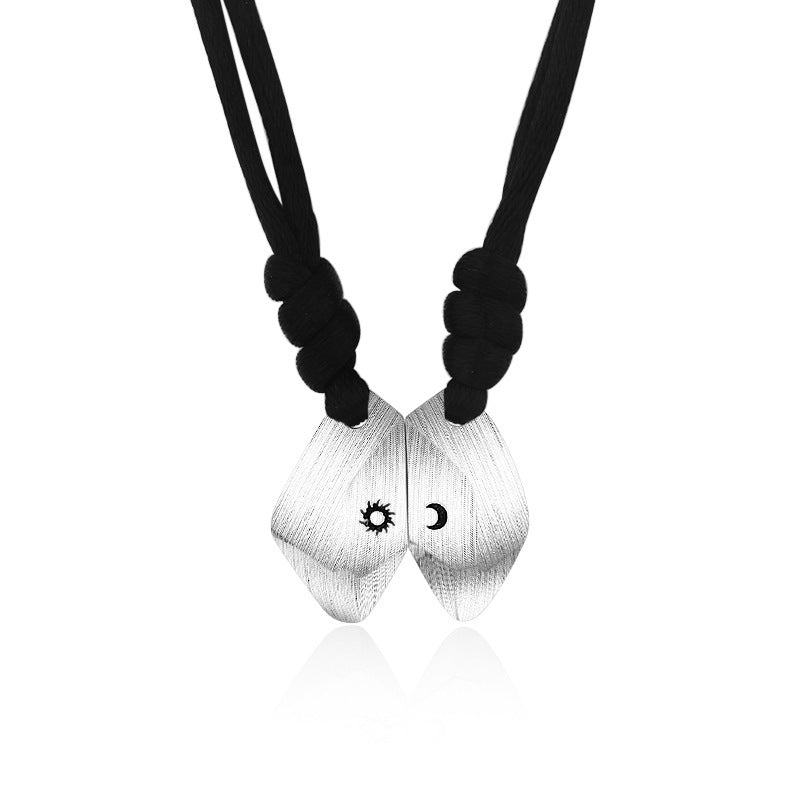 The Sun And The Moon Attract A Wishing Stone Couple Necklace Hipster Simple Brushed Magnet Pendant 1618210680554