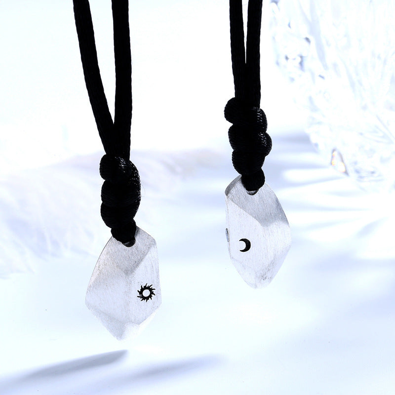 The Sun And The Moon Attract A Wishing Stone Couple Necklace Hipster Simple Brushed Magnet Pendant 1618210680557