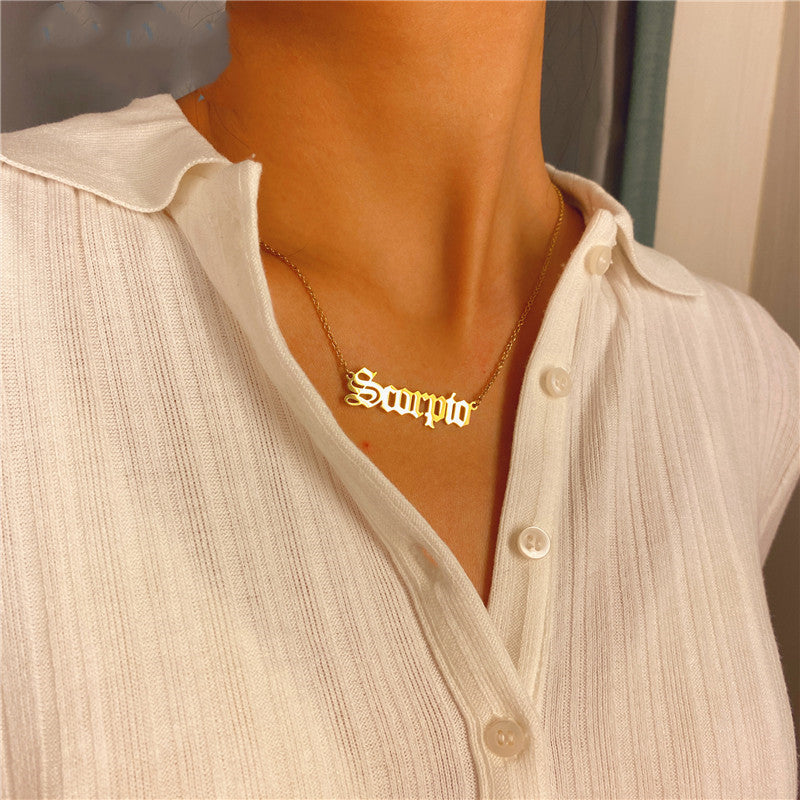 Letter Pendant Constellation Necklace 1618215364276