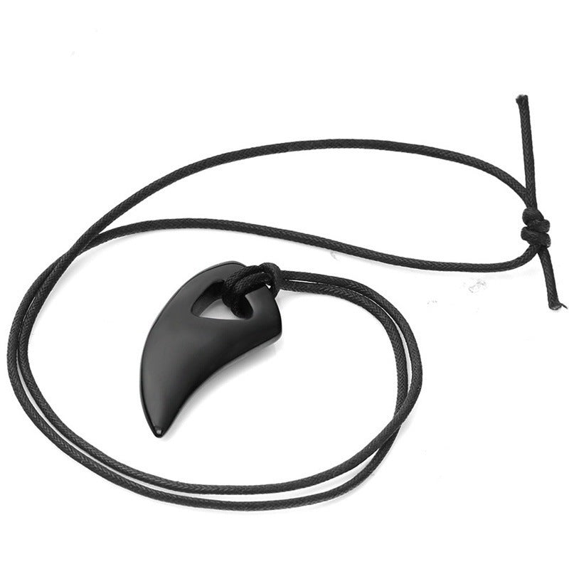 Ethnic Style Titanium Steel Spike Pendant Men's Silver Black Horn Pendant 1618224366697