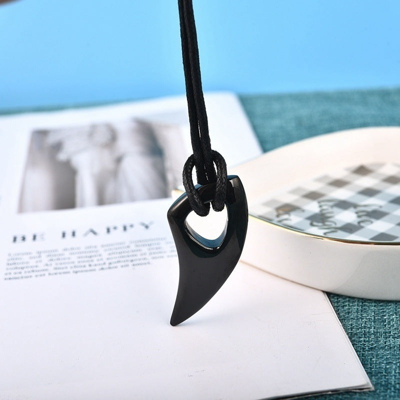Ethnic Style Titanium Steel Spike Pendant Men's Silver Black Horn Pendant 1618224366701