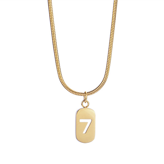Lucky Number 7 Pendant Necklaces for Women Stainless Steel Gold Square Geometric Birthday Gift 1618289331225