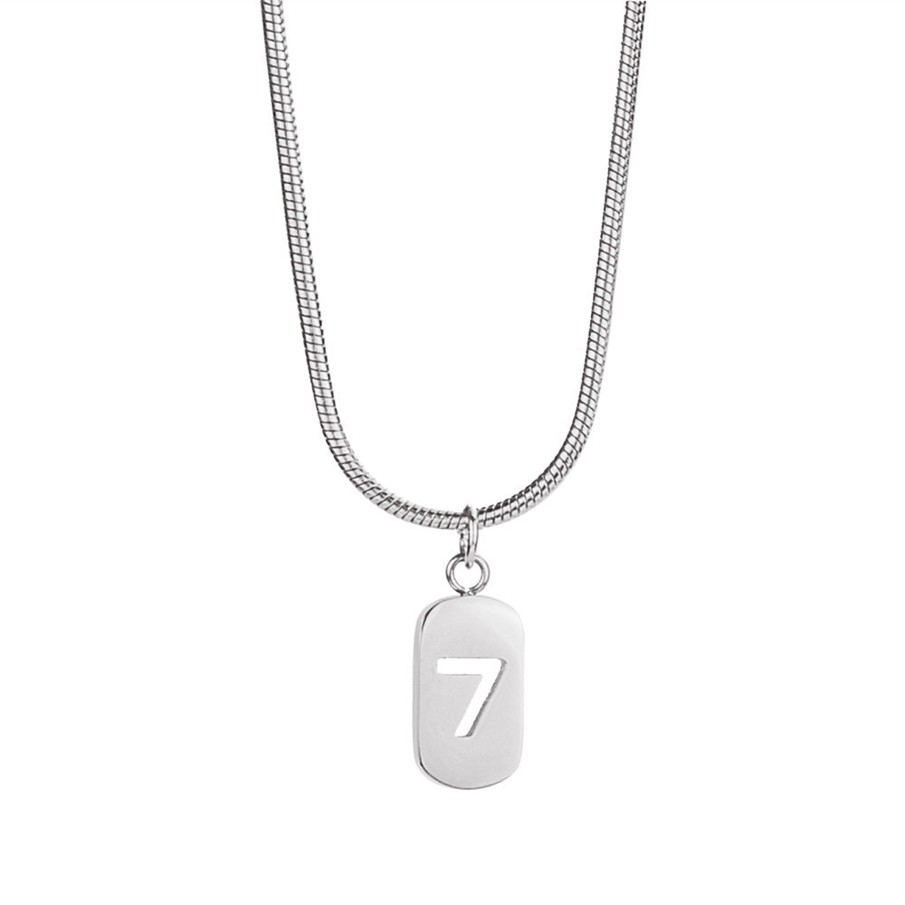 Lucky Number 7 Pendant Necklaces for Women Stainless Steel Gold Square Geometric Birthday Gift 1618289331236