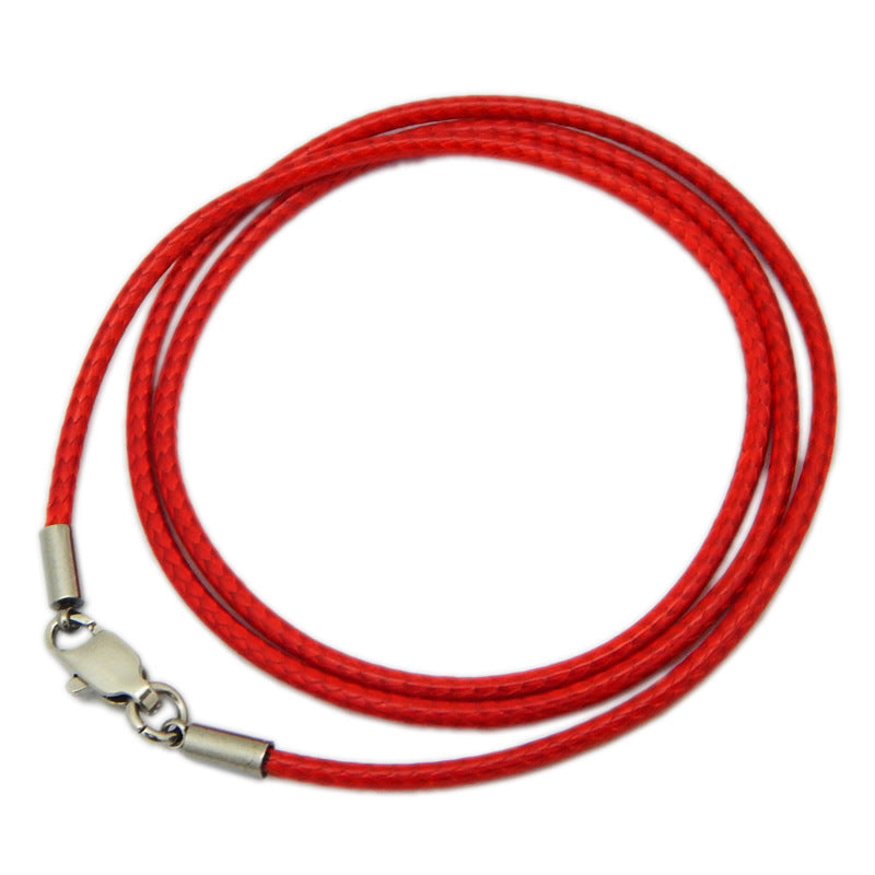 Necklace Rope Crystal Pendant Rope Leather Rope Gold Jewelry Lanyard Jade Pendant Men And Women Red Steel Buckle Wax Rope Who