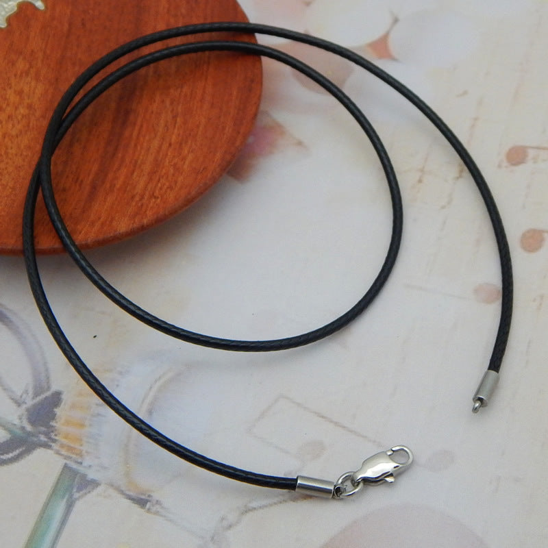 Necklace Rope Crystal Pendant Rope Leather Rope Gold Jewelry Lanyard Jade Pendant Men And Women Red Steel Buckle Wax Rope Who