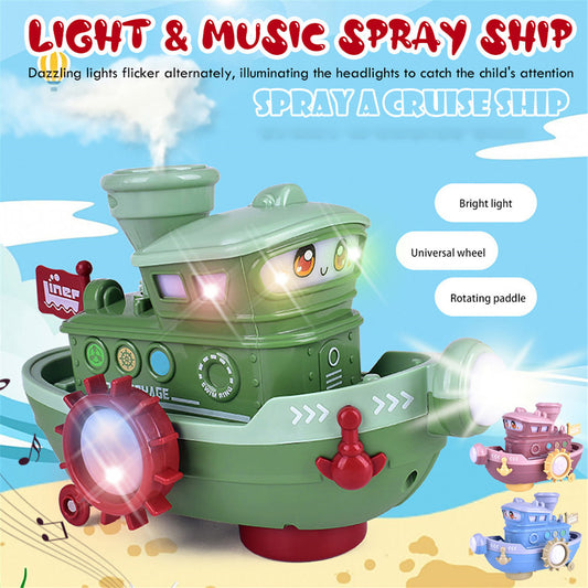 Electric Water Rotating Spray Ship Toys Cartoon Boat Funny Baby Bath Toys 1618304057264