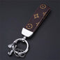 Luxury Genuine Leather Lanyard Keychain Men Women Square Pattern Gunmetal Buckle Car Key Ring Holder Jewelry Gift Chaveiro 16
