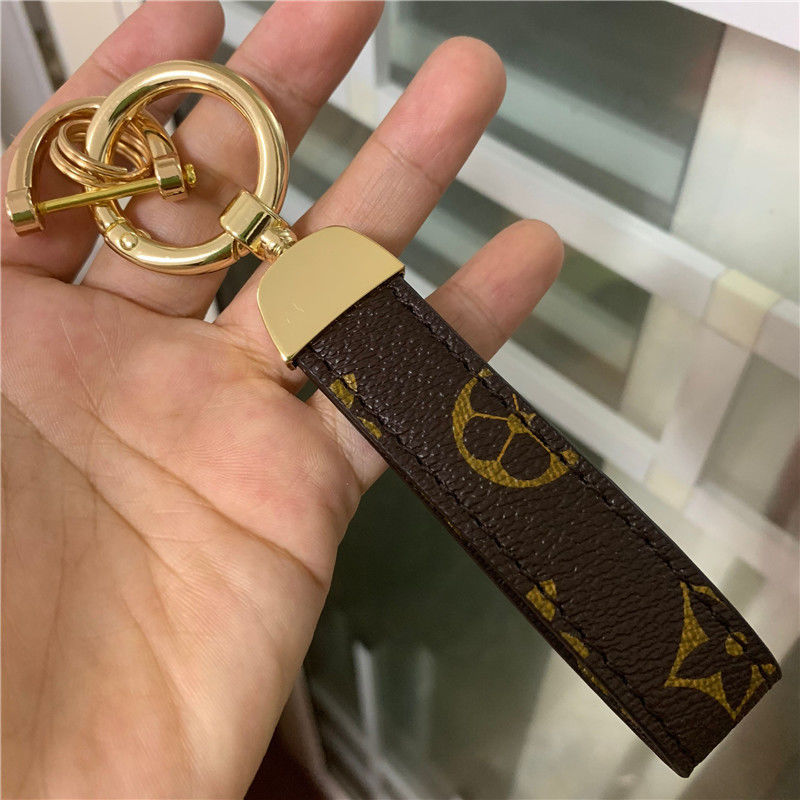Luxury Genuine Leather Lanyard Keychain Men Women Square Pattern Gunmetal Buckle Car Key Ring Holder Jewelry Gift Chaveiro 16