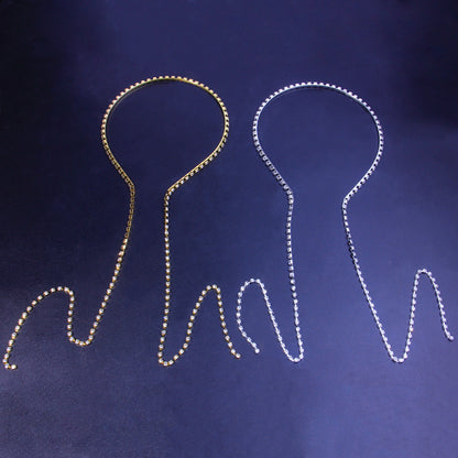 European And American Hot-selling Single-chain With Diamond Headband, Temperament And Personality, Back-hung Hairpin, Simple 