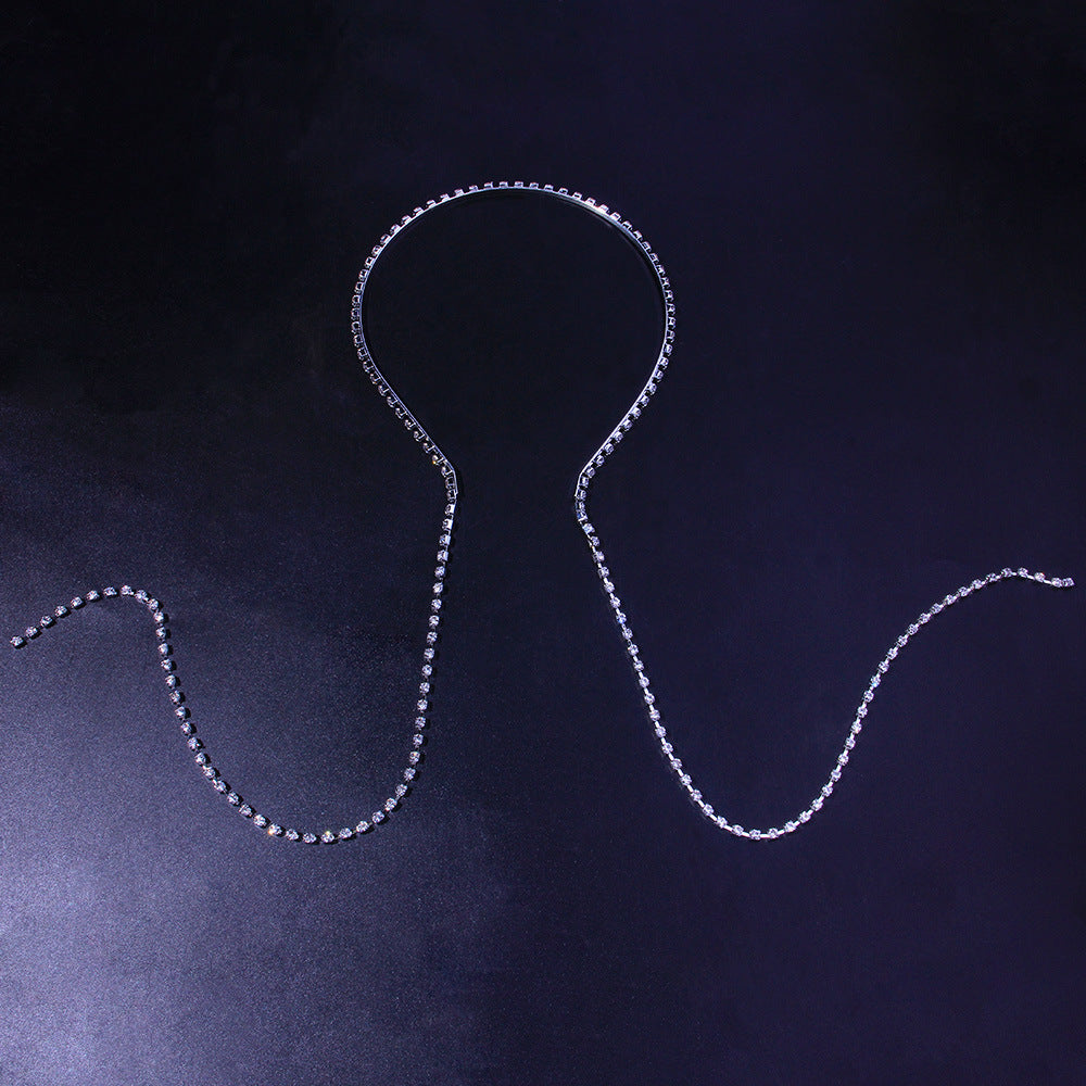 European And American Hot-selling Single-chain With Diamond Headband, Temperament And Personality, Back-hung Hairpin, Simple 