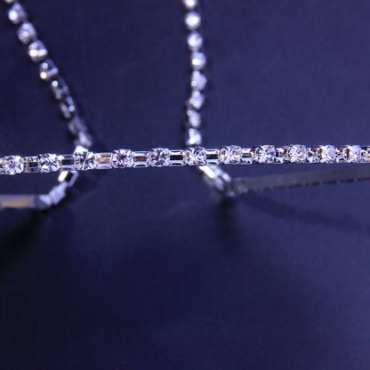 European And American Hot-selling Single-chain With Diamond Headband, Temperament And Personality, Back-hung Hairpin, Simple 