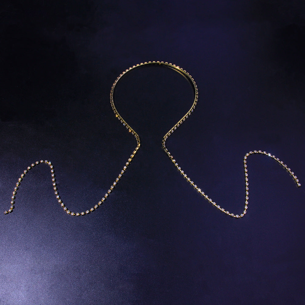 European And American Hot-selling Single-chain With Diamond Headband, Temperament And Personality, Back-hung Hairpin, Simple 