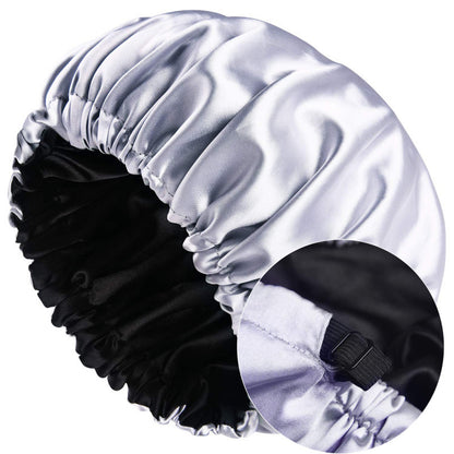 Cross-Border Source Of Double-Layer Satin Night Women's Long Hair Confinement Hair Care Chemotherapy Hat Wide-Brim Elastic Ad