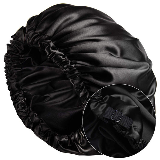 Cross-Border Source Of Double-Layer Satin Night Women's Long Hair Confinement Hair Care Chemotherapy Hat Wide-Brim Elastic Ad