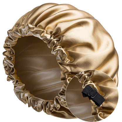 Cross-Border Source Of Double-Layer Satin Night Women's Long Hair Confinement Hair Care Chemotherapy Hat Wide-Brim Elastic Ad