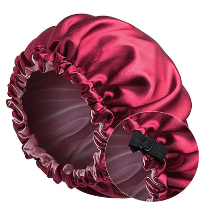 Cross-Border Source Of Double-Layer Satin Night Women's Long Hair Confinement Hair Care Chemotherapy Hat Wide-Brim Elastic Ad