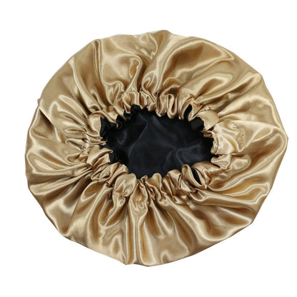 Cross-Border Source Of Double-Layer Satin Night Women's Long Hair Confinement Hair Care Chemotherapy Hat Wide-Brim Elastic Ad