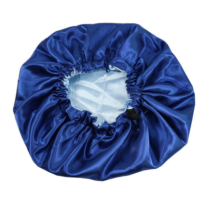 Cross-Border Source Of Double-Layer Satin Night Women's Long Hair Confinement Hair Care Chemotherapy Hat Wide-Brim Elastic Ad