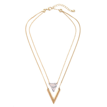 Turquoise Geometric Pendant Double-Layer Necklace Can Be Detached And Simple 1618457290232