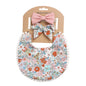 European And American Cotton Cute Floral Baby Anti-Spitting Milk Saliva Towel Newborn Printing Bib  Headband Set 161845946609