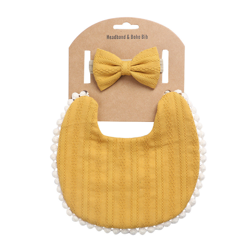European And American Cotton Cute Floral Baby Anti-Spitting Milk Saliva Towel Newborn Printing Bib  Headband Set 161845946610