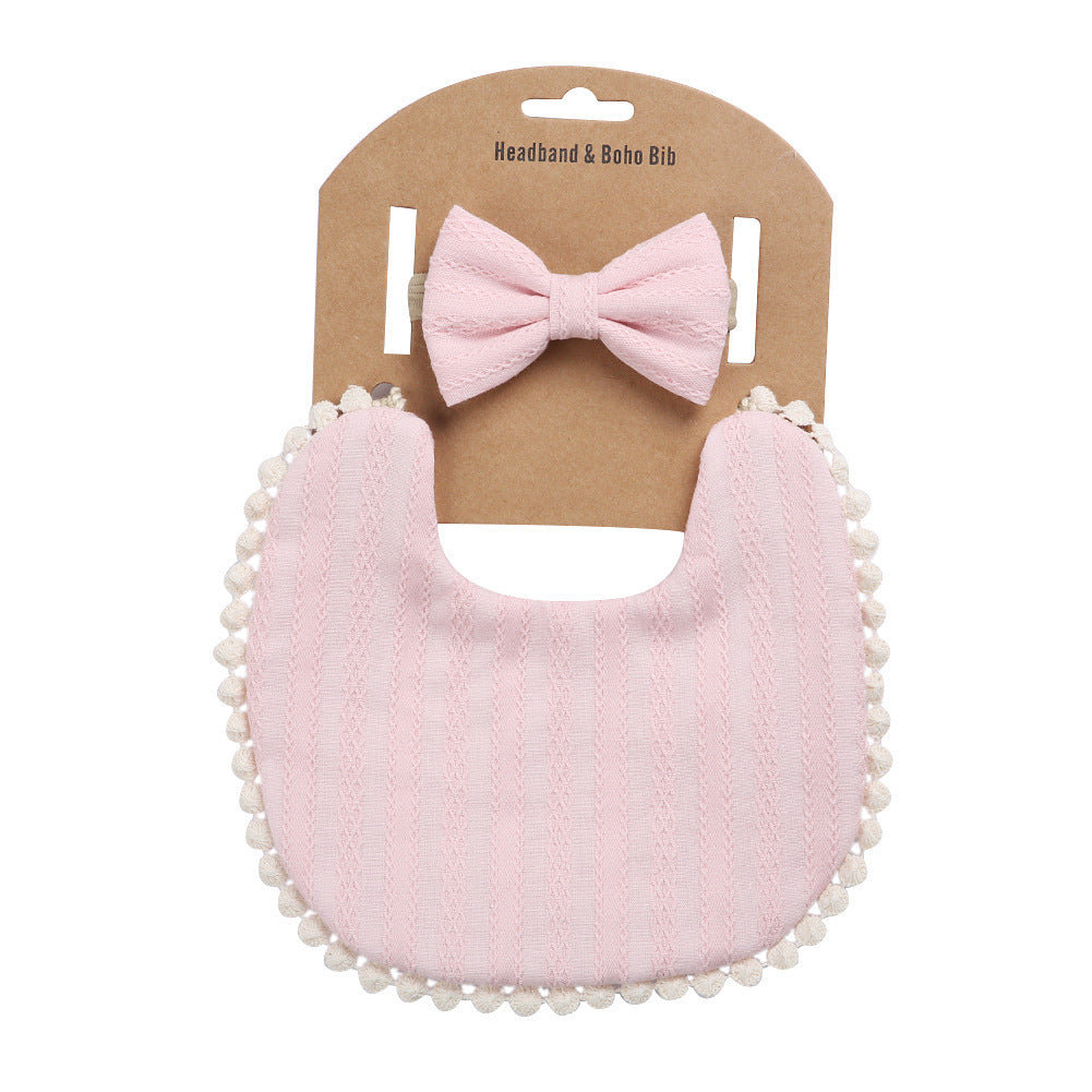 European And American Cotton Cute Floral Baby Anti-Spitting Milk Saliva Towel Newborn Printing Bib  Headband Set 161845946639