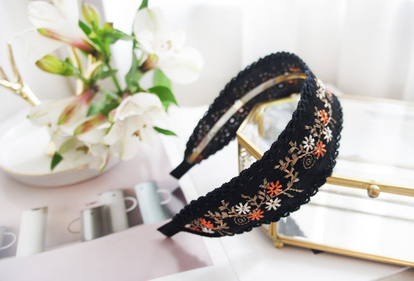Embroidered lace headband 1618471810465
