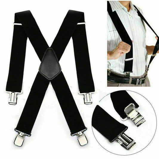 Wide Strap Suspenders Black 50mm Wide And High Elastic Elastic High Quality Suspenders