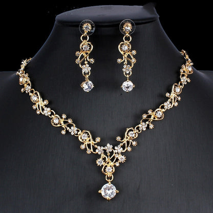 Rhinestone Women'S European And American Water Wave Chain Lattice White Pearl Necklace 1618481854491