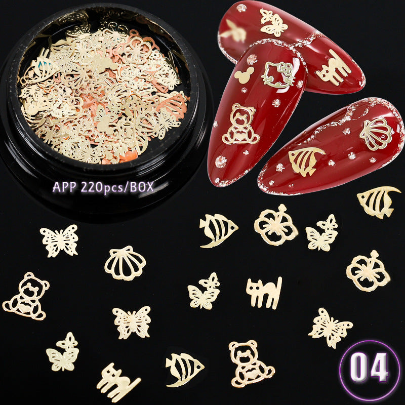 Ultra Thin Computer Chip Manicure Hollow Metal Chip English Letter Snowflake Christmas Nail Patch 1618537565995