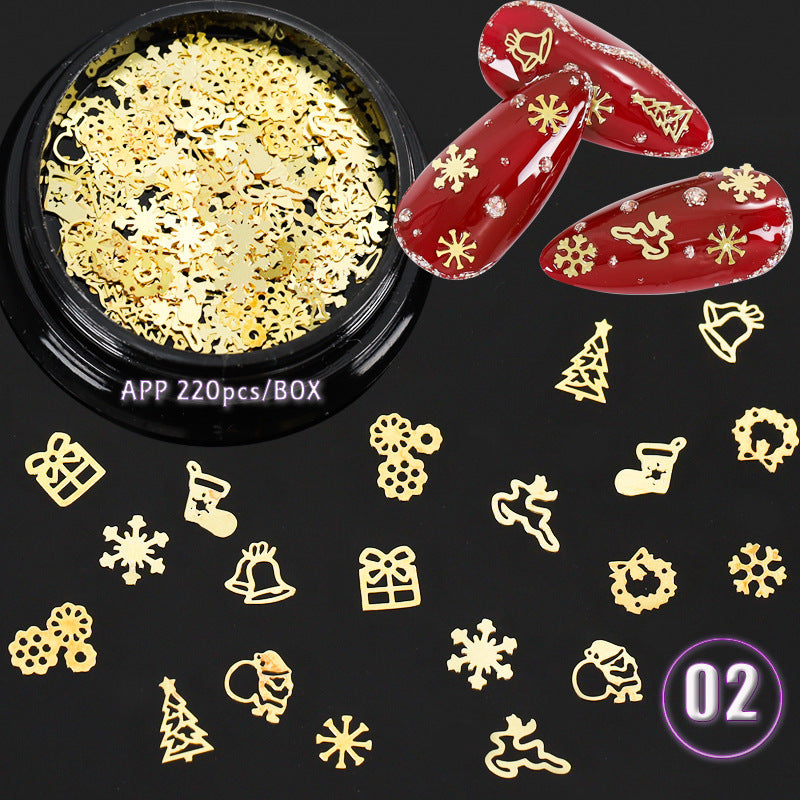 Ultra Thin Computer Chip Manicure Hollow Metal Chip English Letter Snowflake Christmas Nail Patch 1618537565996