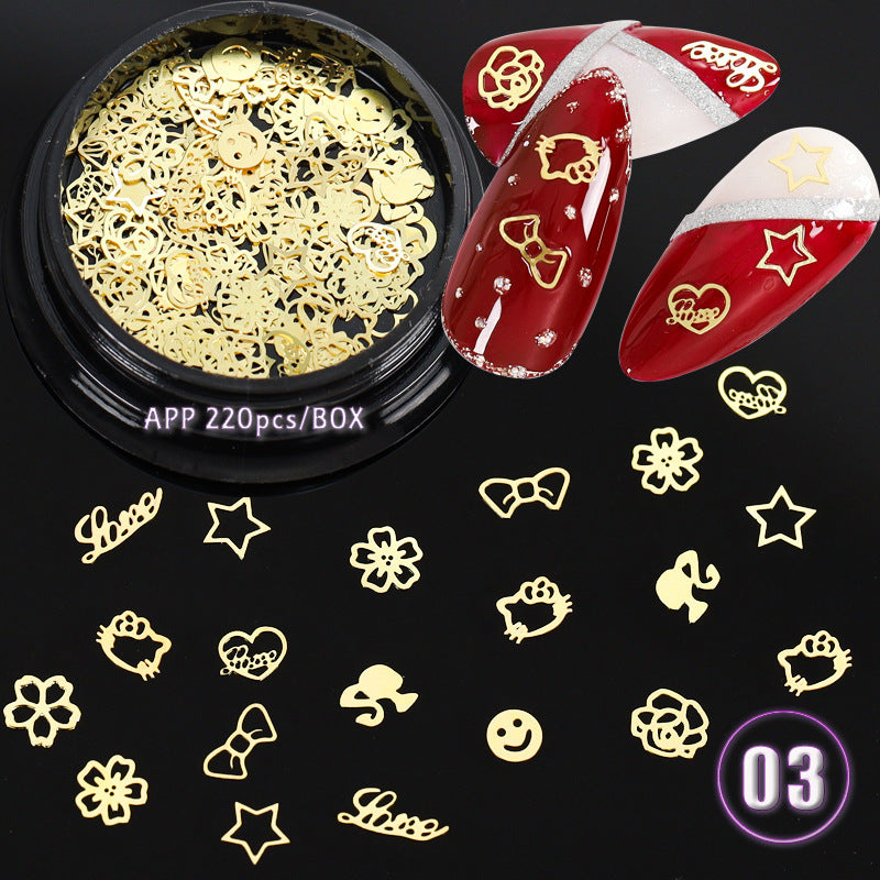 Ultra Thin Computer Chip Manicure Hollow Metal Chip English Letter Snowflake Christmas Nail Patch 1618537565998