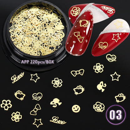 Ultra Thin Computer Chip Manicure Hollow Metal Chip English Letter Snowflake Christmas Nail Patch 1618537565998