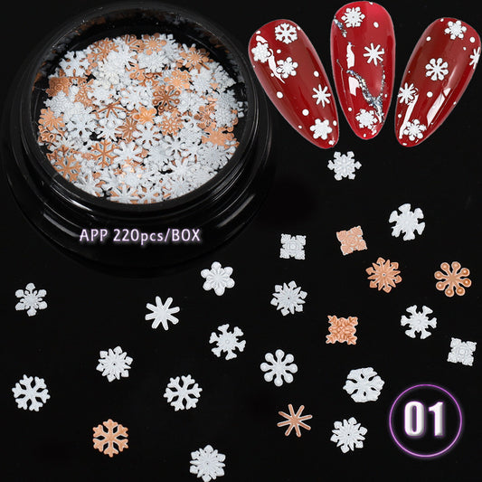 Ultra Thin Computer Chip Manicure Hollow Metal Chip English Letter Snowflake Christmas Nail Patch 1618537565999