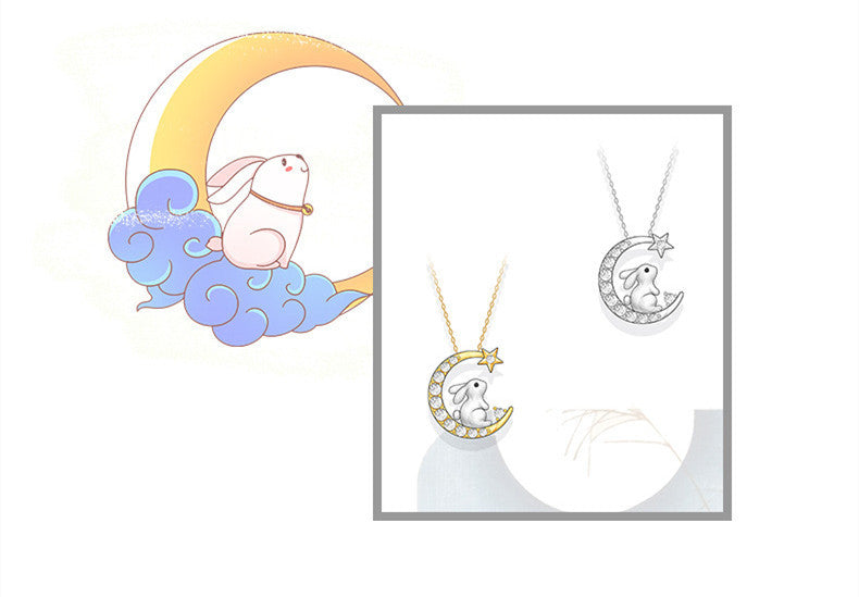 Korean Version Of Forest Rabbit Pendant Rose Diamond Clavicle Chain Temperament 1618538220501