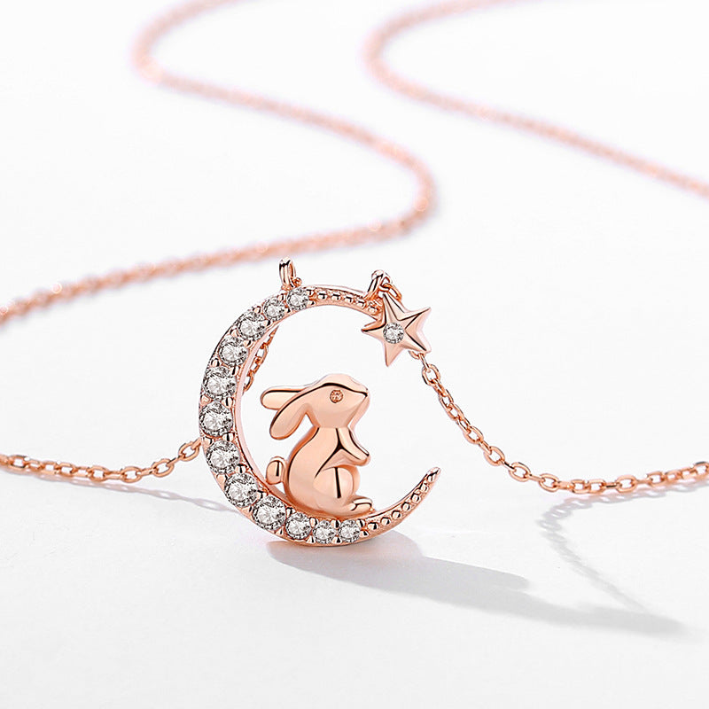 Korean Version Of Forest Rabbit Pendant Rose Diamond Clavicle Chain Temperament 1618538220505