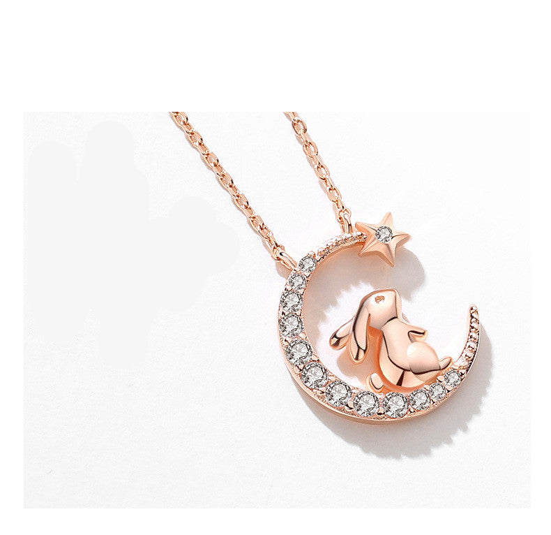 Korean Version Of Forest Rabbit Pendant Rose Diamond Clavicle Chain Temperament 1618538220506