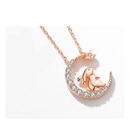Korean Version Of Forest Rabbit Pendant Rose Diamond Clavicle Chain Temperament 1618538220506