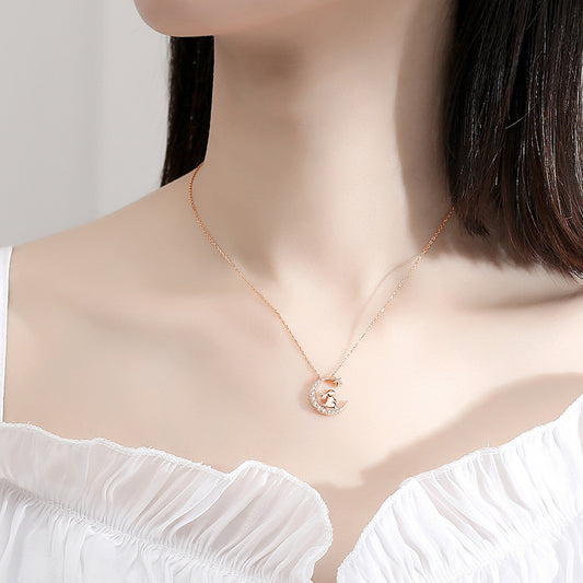 Korean Version Of Forest Rabbit Pendant Rose Diamond Clavicle Chain Temperament 1618538220508