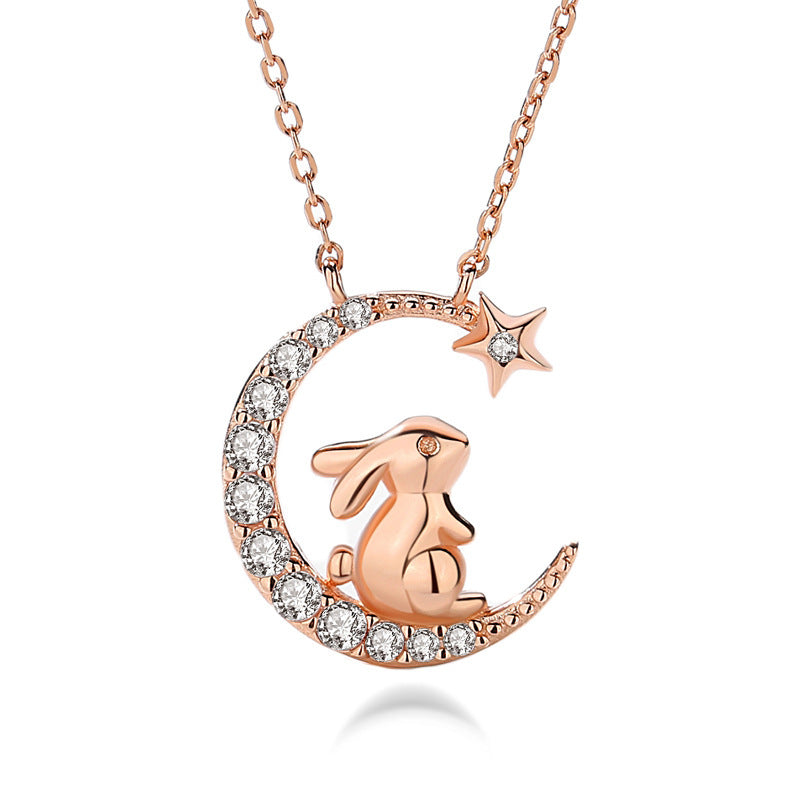 Korean Version Of Forest Rabbit Pendant Rose Diamond Clavicle Chain Temperament 1618538220509