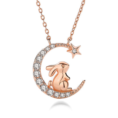 Korean Version Of Forest Rabbit Pendant Rose Diamond Clavicle Chain Temperament 1618538220509