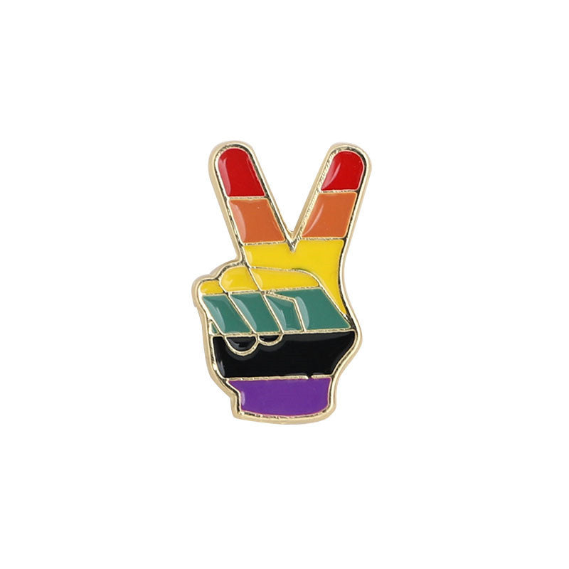 Bier Gesture Rainbow Brooch Cute Japanese Men and Women Metal Badge Pin 1618538413346