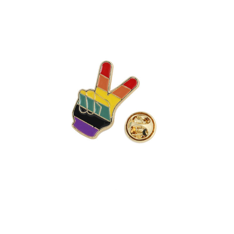 Bier Gesture Rainbow Brooch Cute Japanese Men and Women Metal Badge Pin 1618538413347