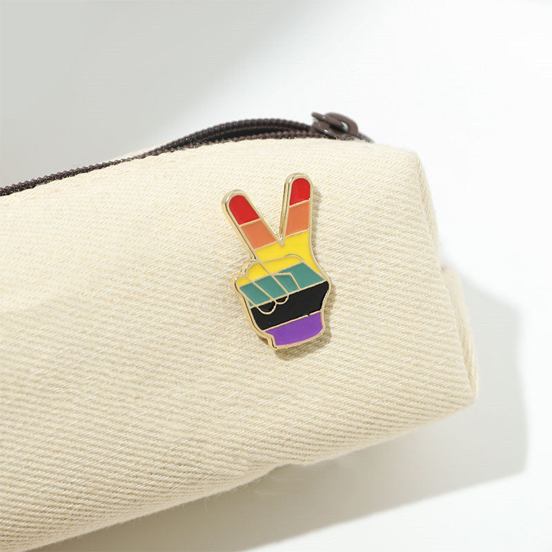 Bier Gesture Rainbow Brooch Cute Japanese Men and Women Metal Badge Pin 1618538413490