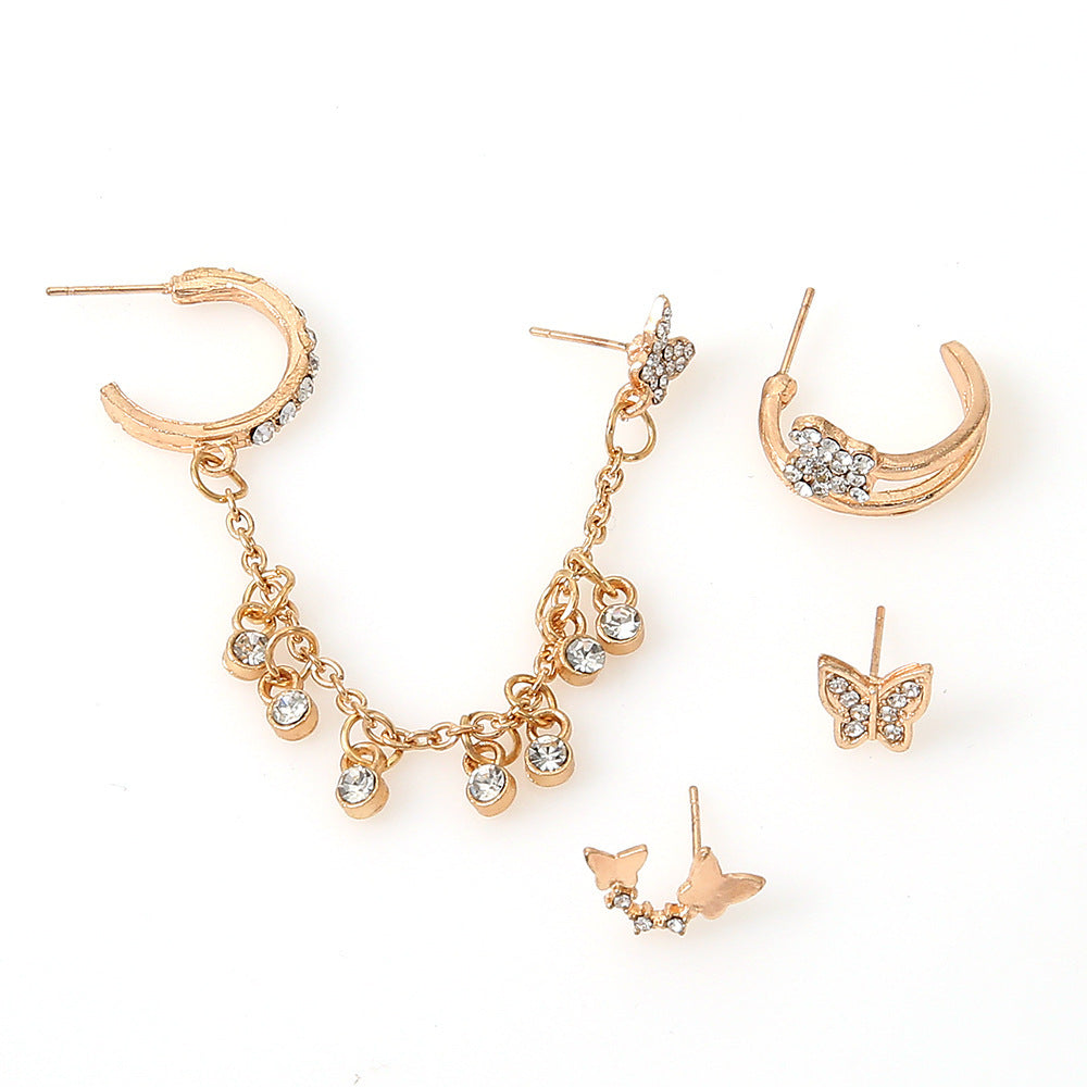 Mini Fashion Star Moon Butterfly Studs Earrings Set Small Cross Heart Punk Piercing For Women Ear Cuff Pendientes Jewelry 161