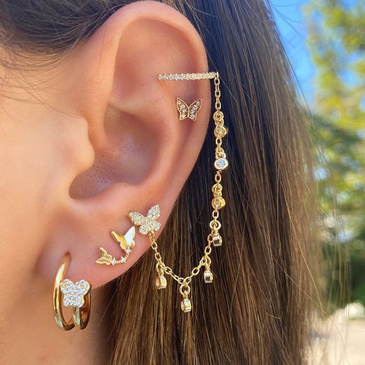 Mini Fashion Star Moon Butterfly Studs Earrings Set Small Cross Heart Punk Piercing For Women Ear Cuff Pendientes Jewelry 161
