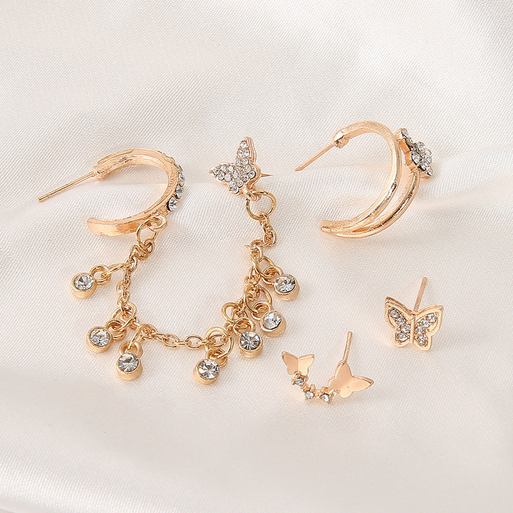 Mini Fashion Star Moon Butterfly Studs Earrings Set Small Cross Heart Punk Piercing For Women Ear Cuff Pendientes Jewelry 161